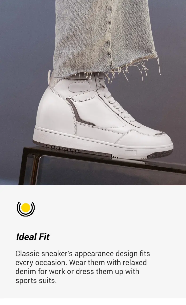 Height Increasing Shoes For Ladies - Elevator Shoes Sneakers Women's - White High Top Sneakers 6 CM  01