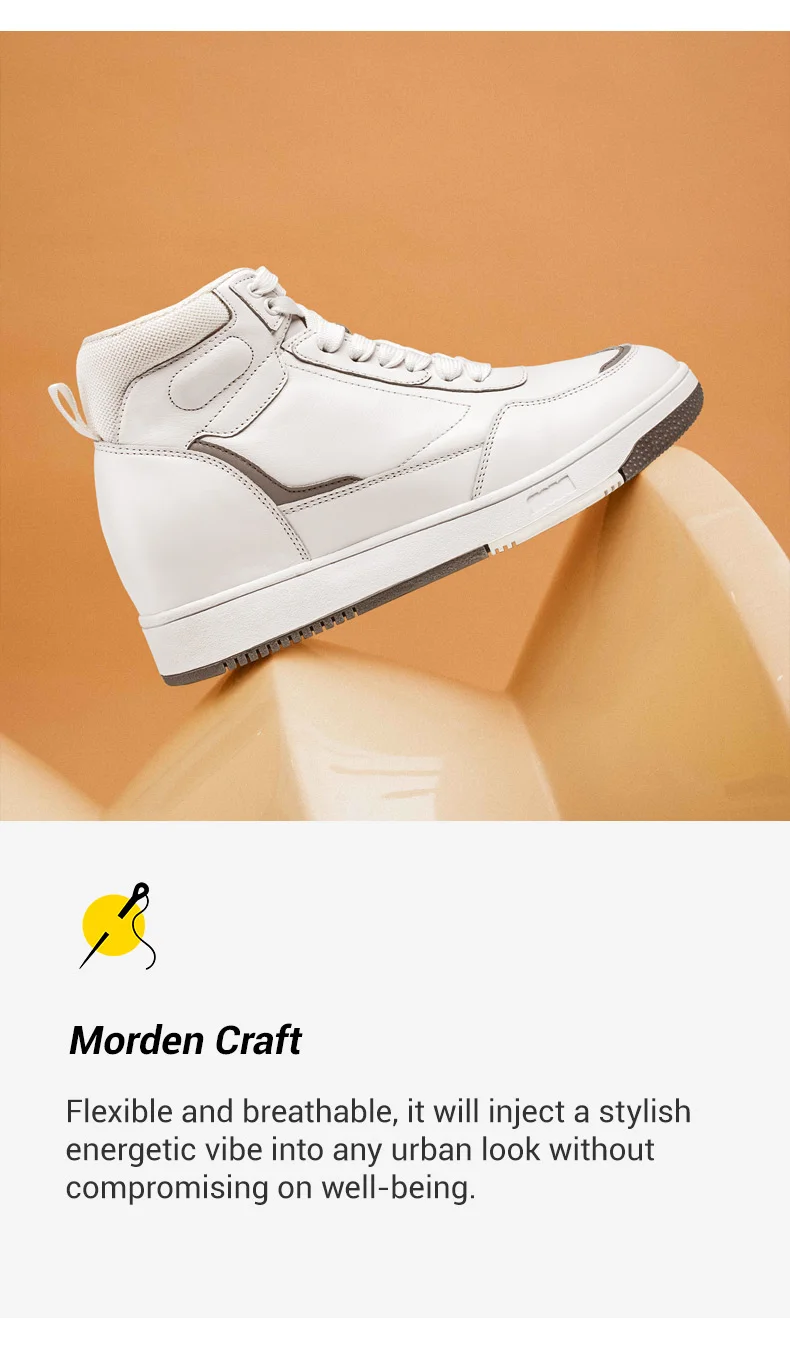 Height Increasing Shoes For Ladies - Elevator Shoes Sneakers Women's - White High Top Sneakers 6 CM  02
