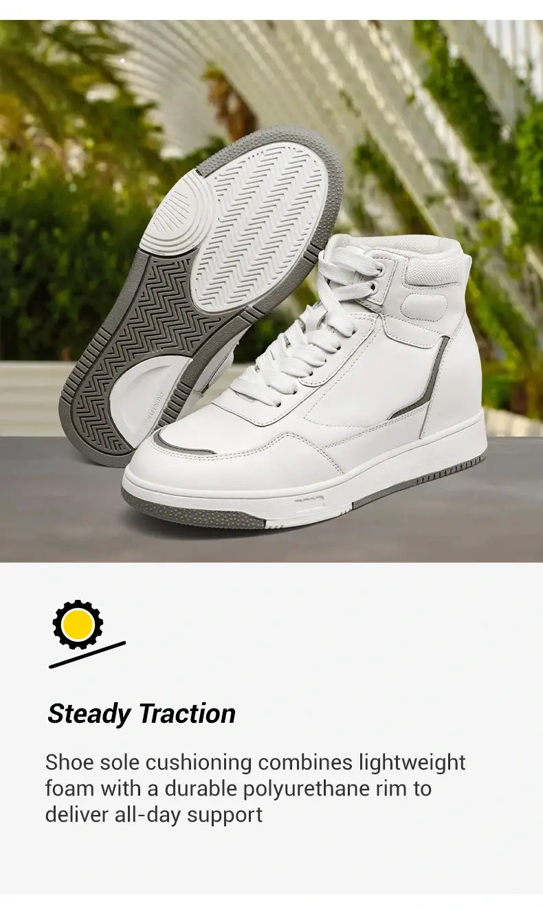 Height Increasing Shoes For Ladies - Elevator Shoes Sneakers Women's - White High Top Sneakers 6 CM  03