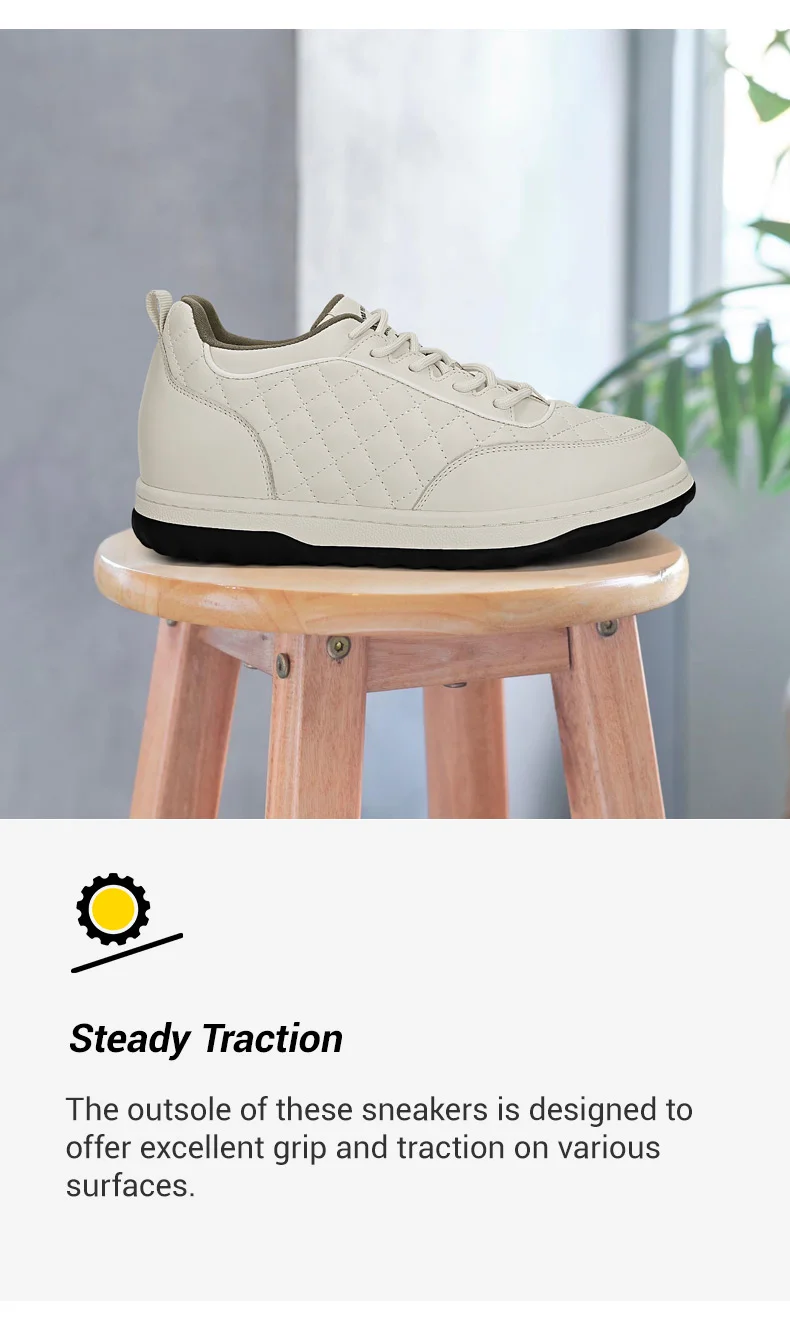 Elevator Shoes For Women - Height Increasing Sports Shoes - Beige Casual Sneakers 6cm  03