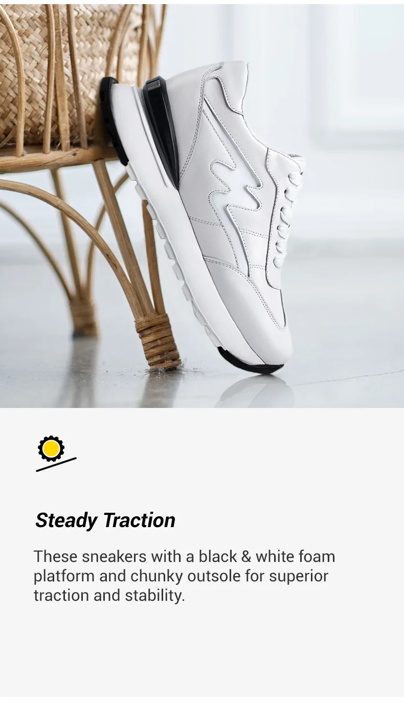 Elevator Sneakers For Women - Height Increasing Shoes For Ladies - White Leather Sneakers 8CM  03