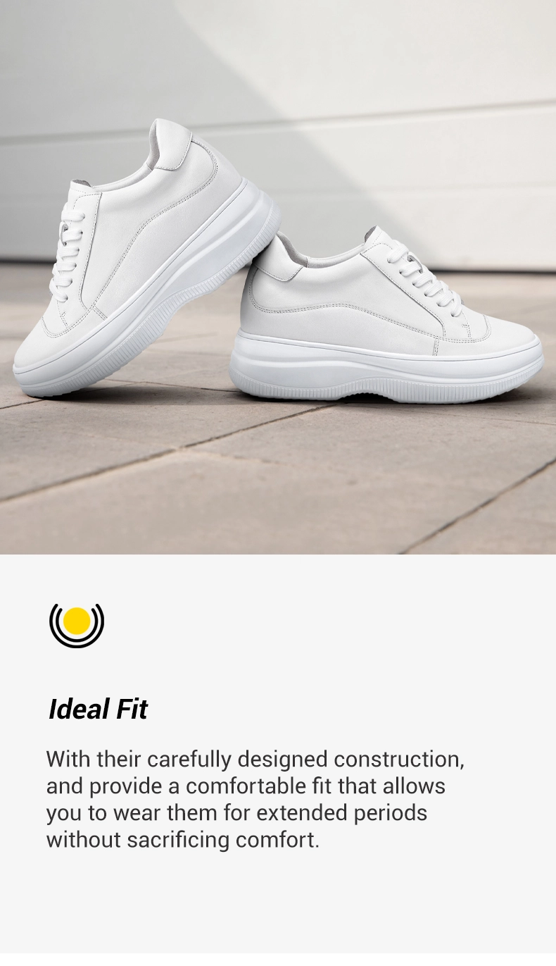 Elevator Sneakers For Women - Hidden High Heel Shoes - White Casual Sneakers 8 CM 01