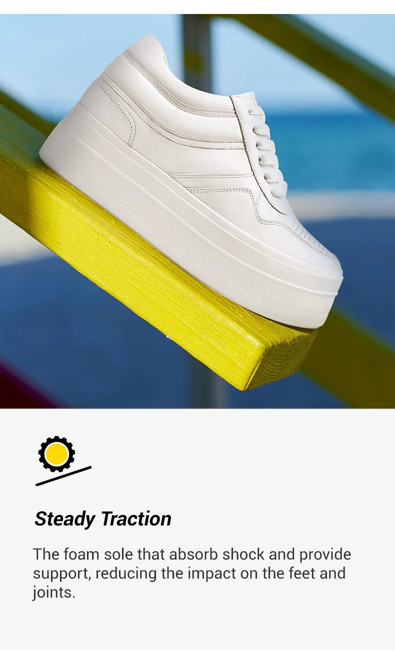 Elevator Shoes For Women - Height Increasing Shoes For Ladies - White Wedge Sneakers 8 CM 03