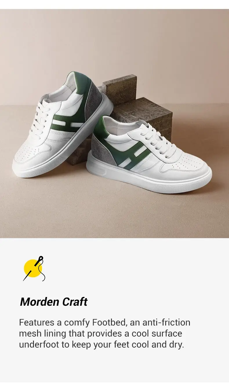 Elevator Sneakers For Women - Height Increasing Shoes For Women - White Casual Sneakers 6 CM  02