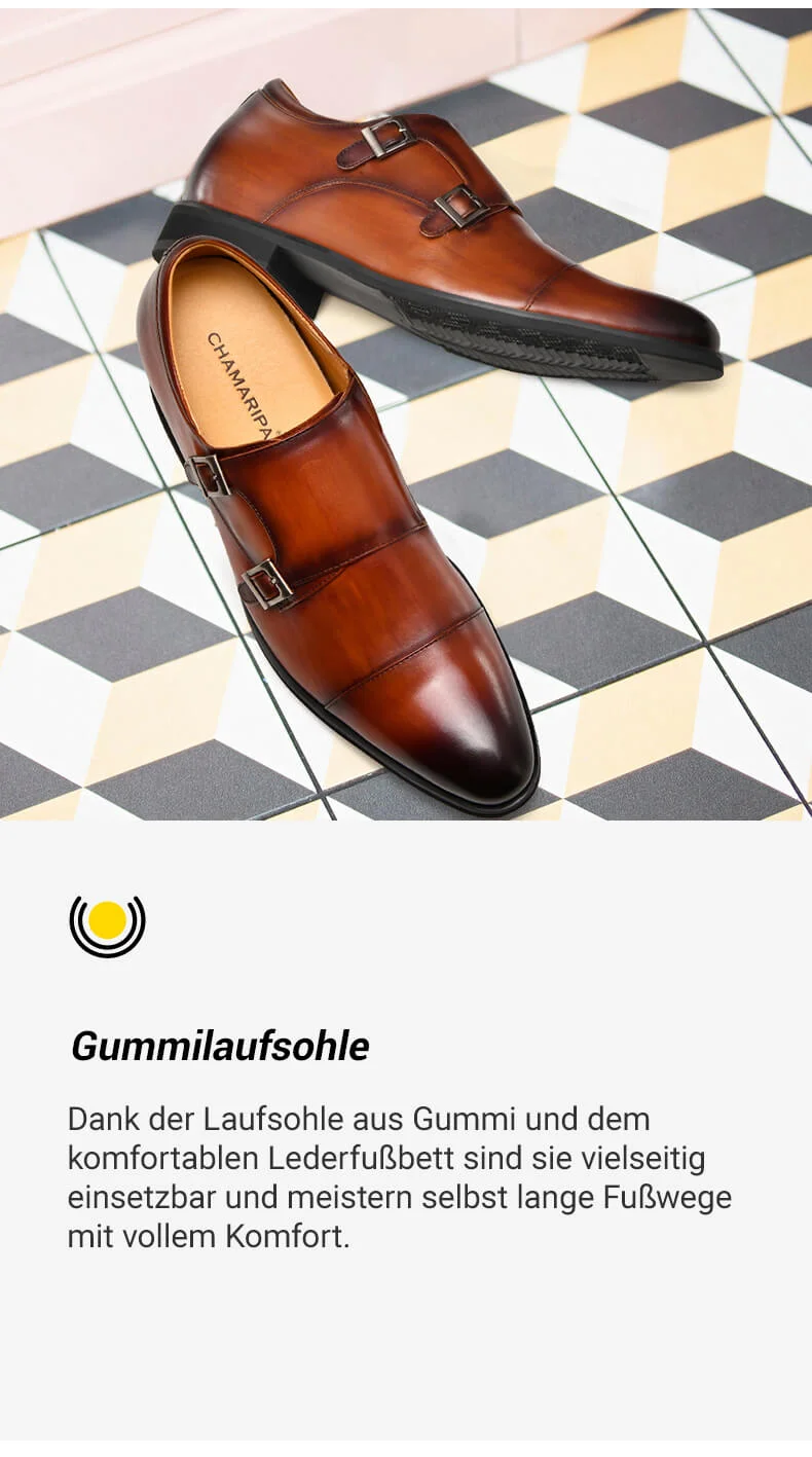 schuhe die größer machen - Doppelte Mönchsriemenschuhe -Braun Kalbsleder hohe schuhe herren 7 CM größer  03