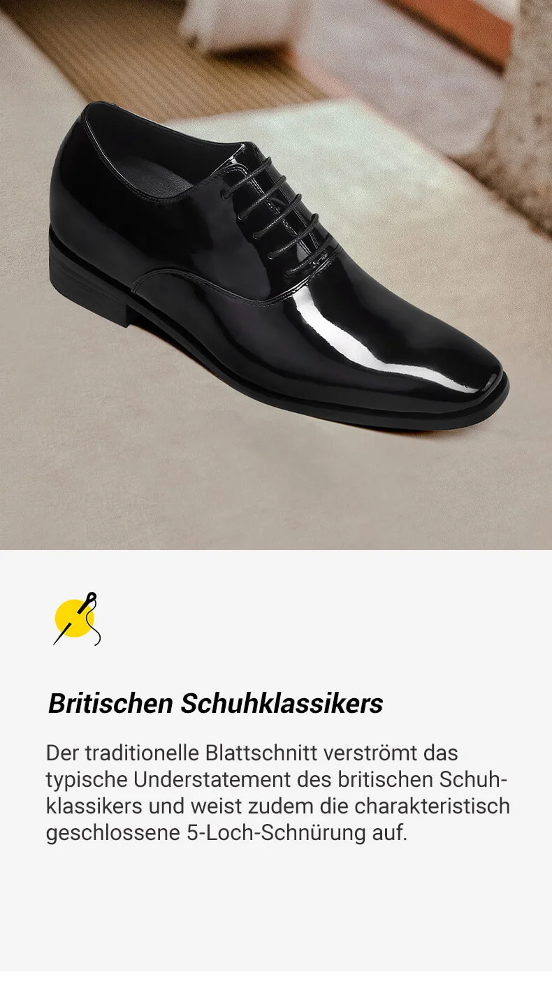  Schuhe Die Größer Machen Männer - Hochhackige Herrenschuhe - Schwarzes Lackleder Oxford 7CM Größer  01