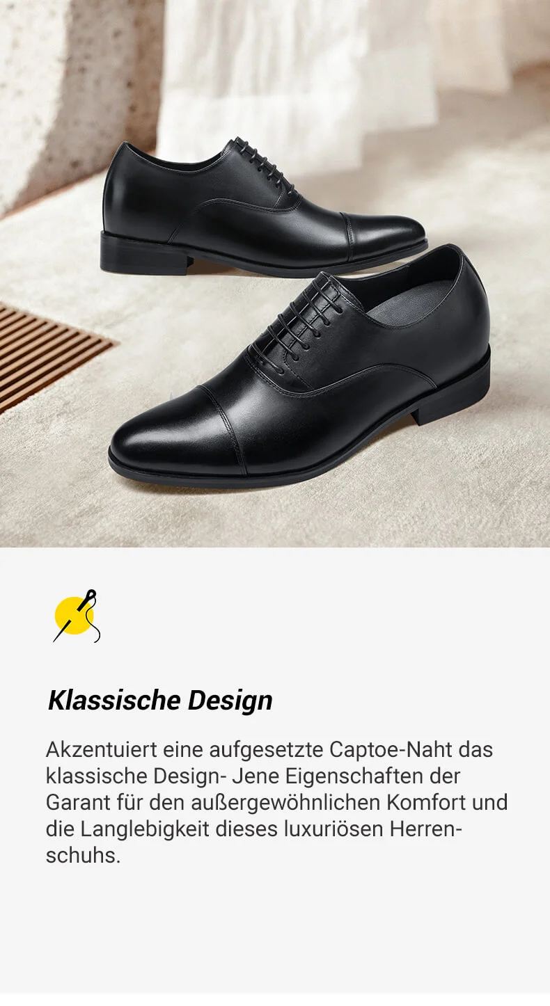  schwarze Absatzschuhe mit hohem Absatz - herren schuhe mit absatz - Oxford-Schuhe Schwarz 7CM  01