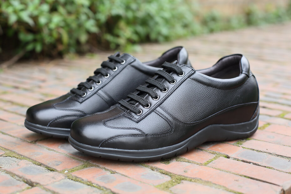 Black cowhide leather business casual elevator shoes