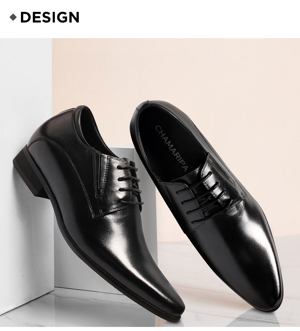 Black Height Increasing Shoes for Men - High Heel Dress Shoes 01