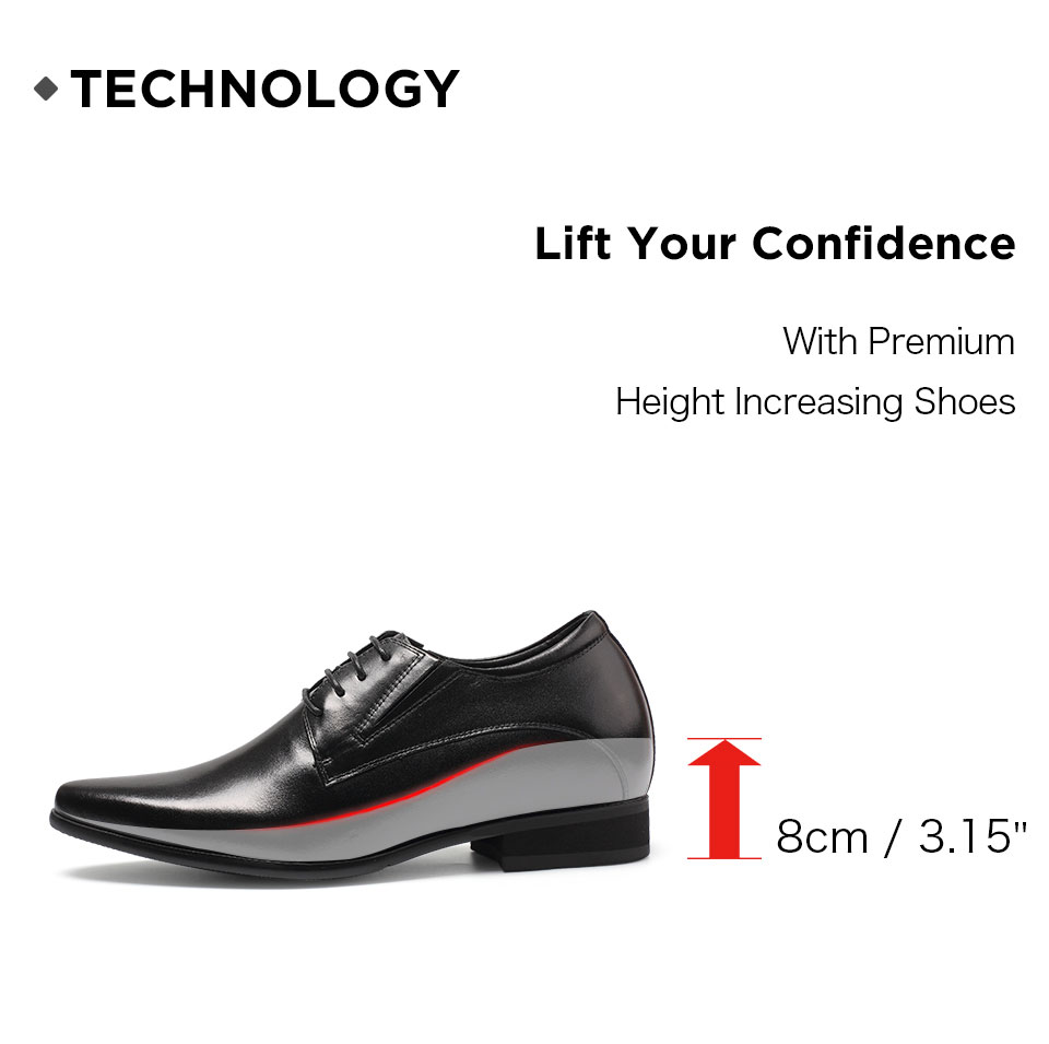 Black Height Increasing Shoes for Men - High Heel Dress Shoes 03