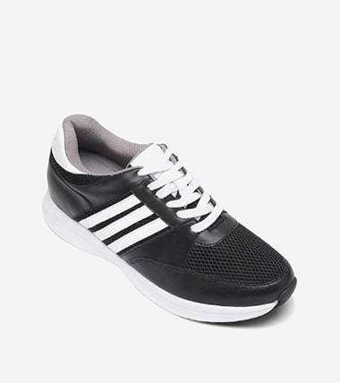 3.35 Inch Trendy Microfiber Sport Height Shoes Black