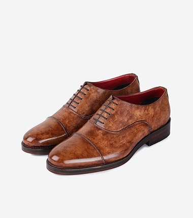 Zapatos Con Alzas Para Hombres - Zapatos Altos De Cuero Hechos A Mano Para Hombres - Puntera Oxford - Marrón 7 CM Más Alto
