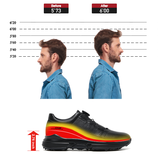 Men's Shoes With Higher Heels | Black Leather Casual Sneakers 7CM / 2.76 Inches