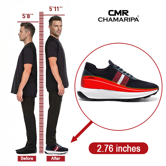 Elevator Sneakers For Men | Blue Breathable Knit Sneakers 7 CM / 2.76 Inches