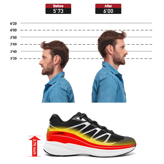 Men's Shoes With Higher Heels | Black Breathable Mesh Taller Sneakers 7CM / 2.76 Inches