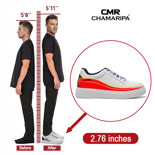 mens sneakers that make you taller | white soft leather sneakers 7 CM / 2.76 Inches