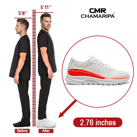 mens shoes that make you taller | Off-white leather and breathable mesh sneakers 2.76 Inches