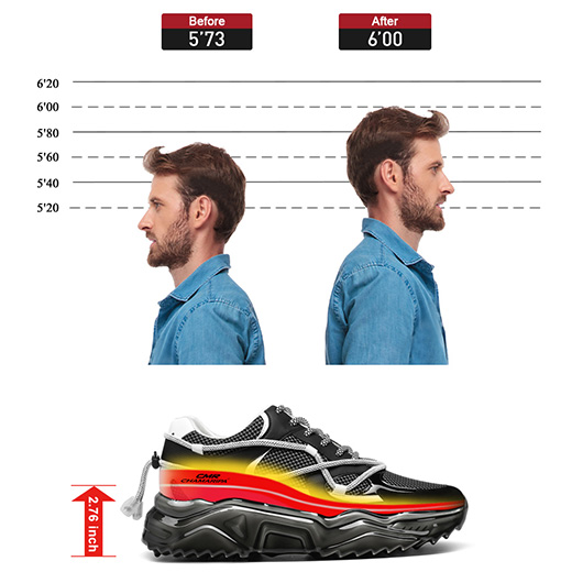height increasing shoes sneakers - handcrafted black breathable men's casual sneakers 2.76 inches / 7cm