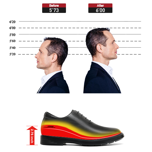 Men's Oxford Elevator Shoes | Black Leather Business Casual Shoes 7CM / 2.76 Inches