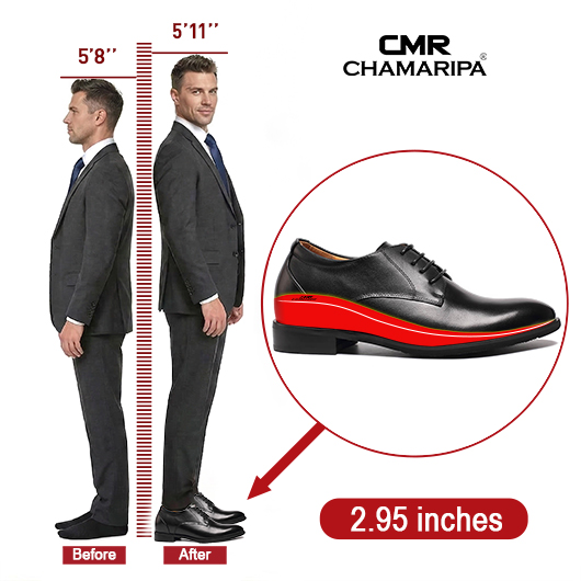 Black Elevator Dress Shoes | Height Increasing Shoes Look Taller 2.95 Inches