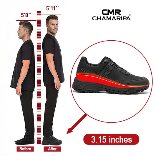 Men's Elevator Sneakers | Black Outdoor Mesh Sneakers 8 CM / 3.15 Inches