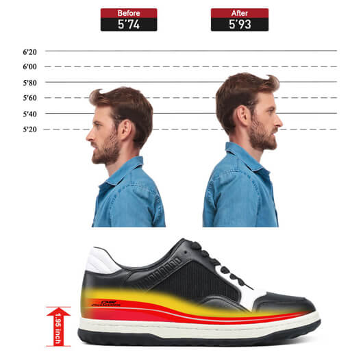 Mens Shoes Taller - Sneakers That Make You Taller Men - Black Stylish Sneakers 5 CM / 1.95 Inches