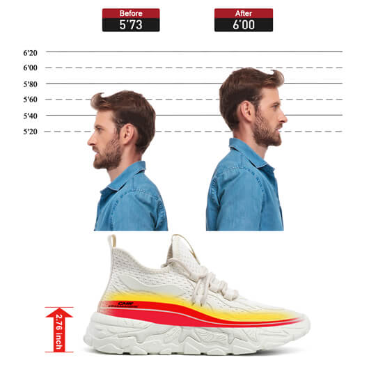 sneakers to look taller - height increase sports shoes - apricot knit sneakers 2.76 inches