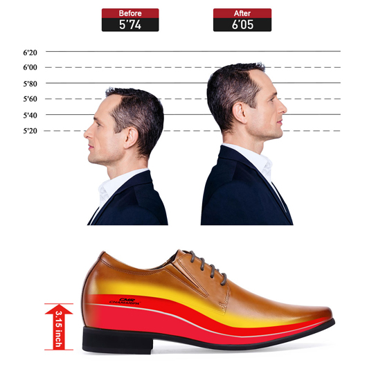 Height shoes for men shoes to get taller men's hidden heel shoes 8 CM / 3.15 Inches