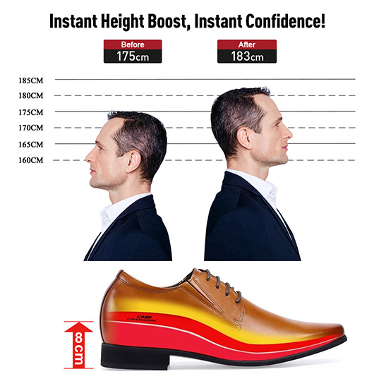 Height shoes for men shoes to get taller - Brown - 8CM Height Increase | mens elevator shoes
