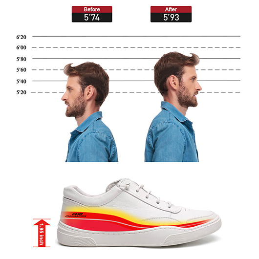 white height increase sneakers mens high heel shoes men's shoes to look taller 5CM / 1.95 Inches