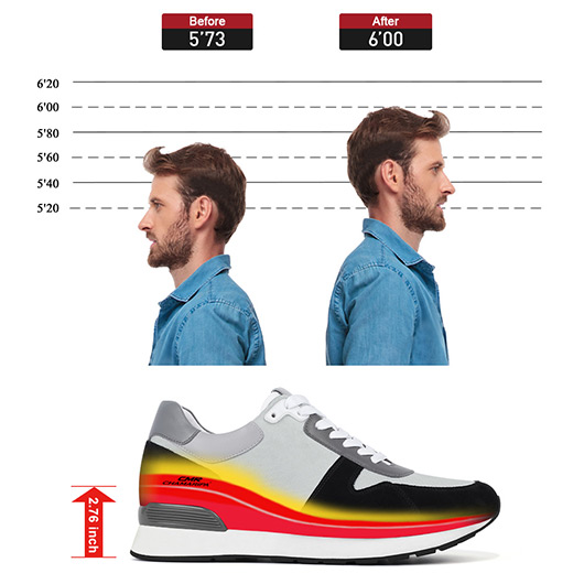 Elevator Shoes - Men's Suede Elevator Sneakers - Boosting Men's Height 2.76 Inches / 7 CM