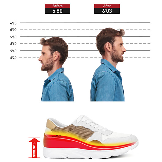 Height Increasing Shoes For Men - Yellow Brown Suede Leather Shoe That Make You Taller 2.36 Inches / 6 CM