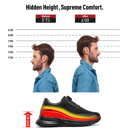 CHAMARIPA elevator shoes for men increasing shoes black mesh breathable sneaker shoes 2.76 Inches taller