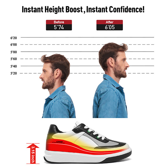 Elevator Shoes For Men - Multicolor Casual Shoes That Make You Taller 8CM