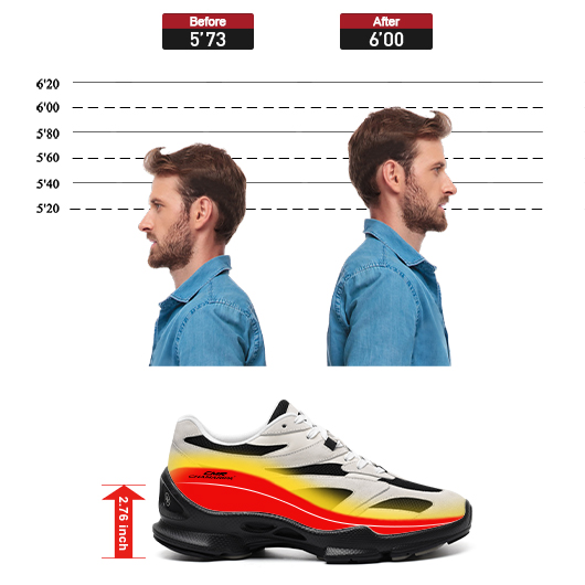 Men's Invisible Height Increase Shoes - Beige Sneakers That Make You Taller 7CM / 2.76 Inches