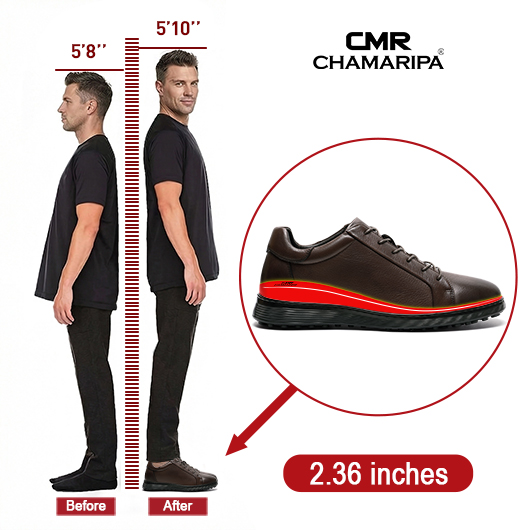 Invisible Height Increase Shoes | Brown Leather Men's Casual Elevator Shoes 6CM / 2.36 Inches