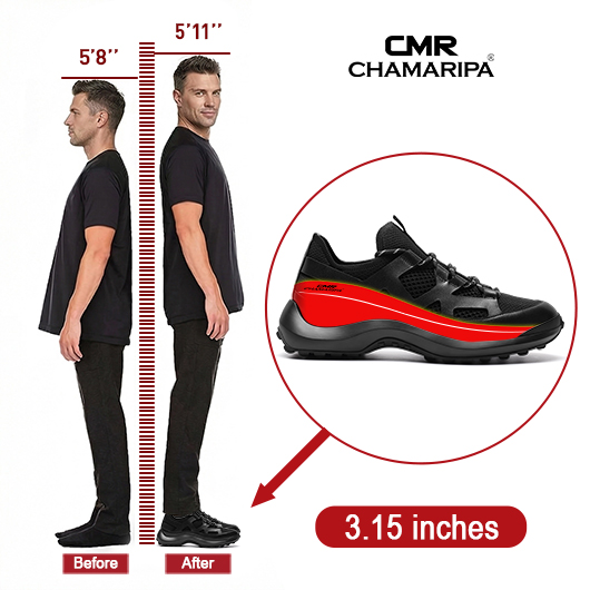 Sneakers Add Height For Men | Black Mesh Chunky Techwear Sneakers 8 CM / 3.15 Inches