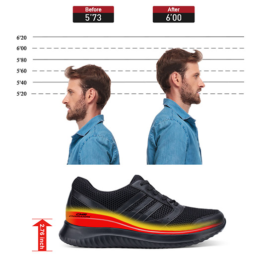 New Men Comfortable Breathe Freely Taller 7CM/2.76 Inch Sports Athletic Trainers Sneakers shoes