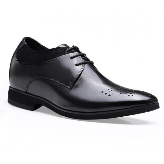 Black Casual Height Increasing Elevator Shoes Hidden High Heel Shoes For Men Make Look Taller 10cm/3.94 Inch