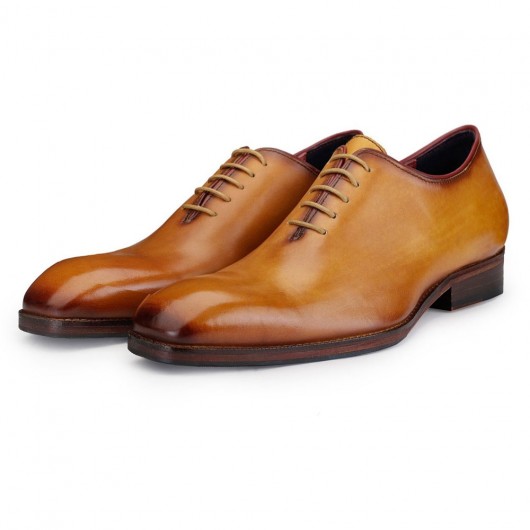 CHAMARIPA height increasing shoes for men - handcrafted wholecut oxford shoes Golden - 7 CM / 2.76 inches taller
