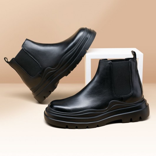 elevator chelsea boots - mens boots that make you look taller - Black Chelsea Men's Boots 7 CM / 2.76 Inches