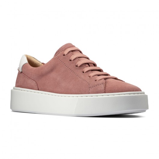 7 CM / 2.76 Inches rose suede women's elevator wedge sneakers