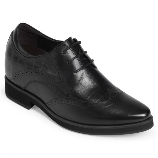 CHAMARIPA dress elevator shoes for men wingtip black leather dress shoes 10CM / 3.94 Inches