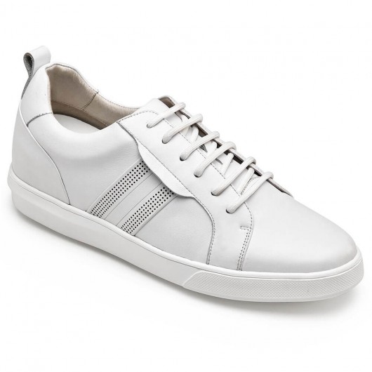 CHAMARIPA height increase sneakers white leather tall men sneakers 6CM / 2.36 Inches