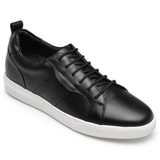 CHAMARIPA height increase sneakers black leather tall men shoes 6CM / 2.36 Inches