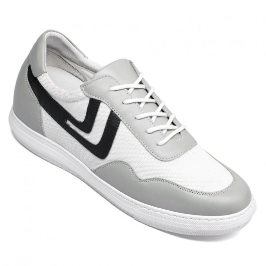 Chamaripa white elevator shoes casual height increasing sneakers for men lace-up Trainers 6 CM / 2.36 Inches
