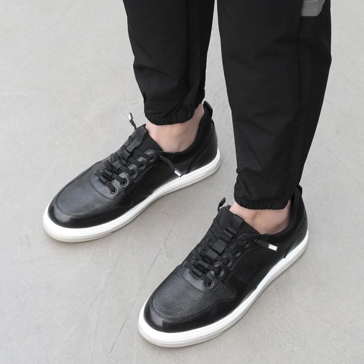 CHAMARIPA elevator shoes for men black leather sneakers that make you 5CM / 1.95 Inches taller