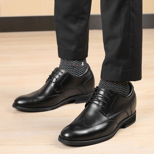 CHAMARIPA men's dress elevator shoes formal tall men shoes black leather hidden heel shoes for men 8CM / 3.15 Inches