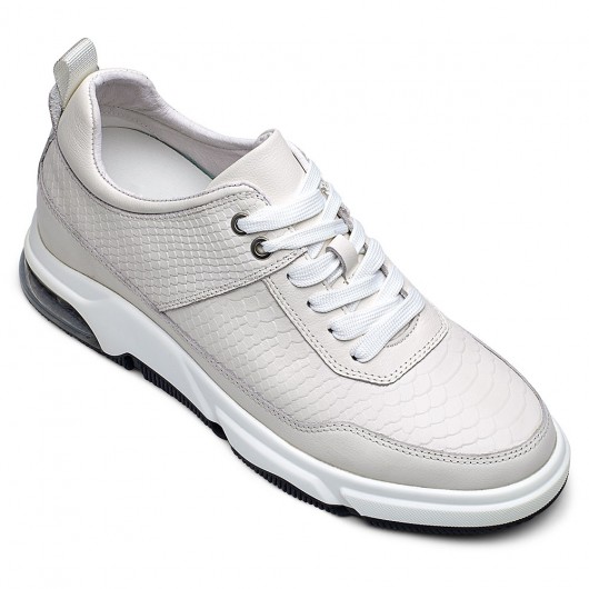 Air cushion elevator shoes for men - white height increasing sneakers that make you 8CM / 3.15 Inches