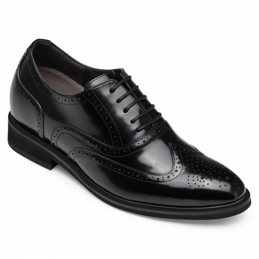 CHAMARIPA men's elevator shoes - height shoes - black patent leather oxford brogues 8CM/3.15 Inches